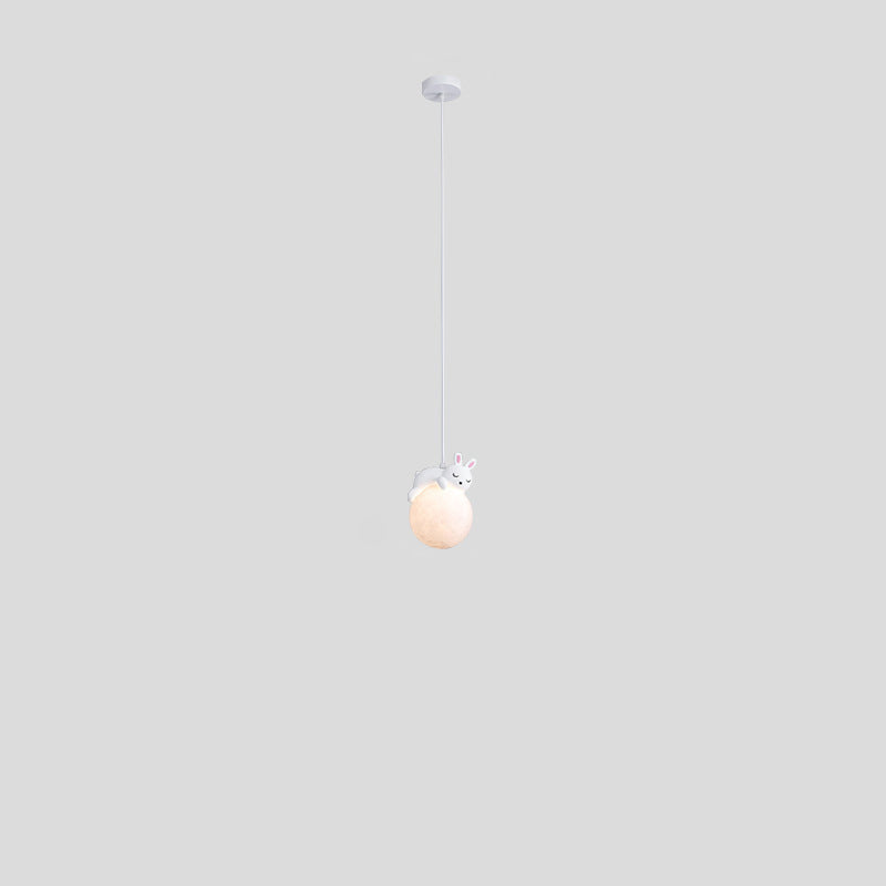 Rynx | Contemporary creative PE spherical umbrella resin animal rabbit bear design 1-light pendant lamp for the living room
