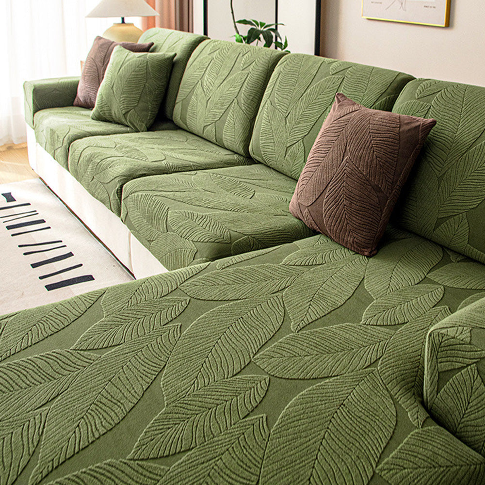 RYNX | Leaf Jacquard Waterproof Anti-Scratch Stretch Full Wrap Couch Cover