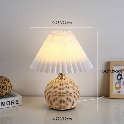 Rynx | RattaLume Nordic LED Table Lamp | Woven Rattan & Foldable Fabric Shade | Mood Light | Decor for the Bedroom