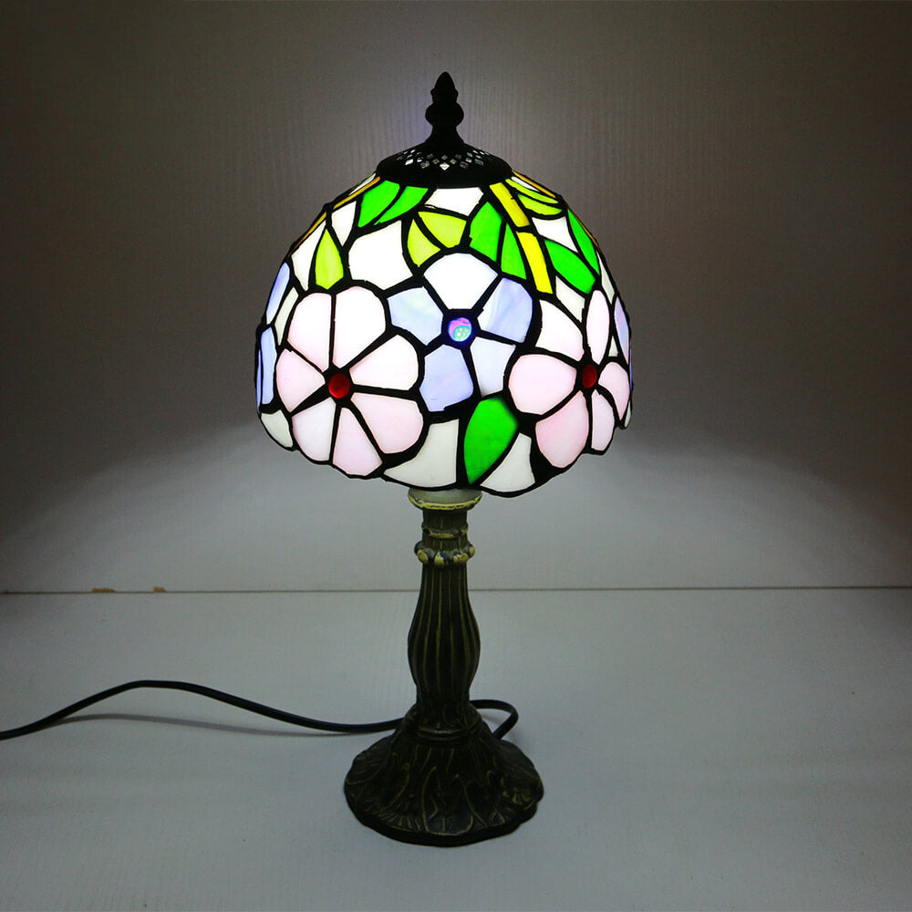 Rynx | Tiffany Vintage Stained Glass Flower Dome 1-Light Table Lamp