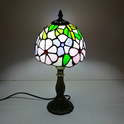 Rynx | Tiffany Vintage Stained Glass Flower Dome 1-Light Table Lamp
