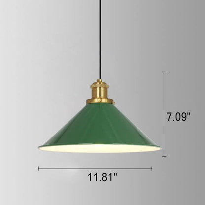 Rynx | RetroDome Industrial Vintage Pendant Light | Green Iron Dome Design | Single Light | Rustic Ceiling Lighting