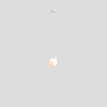 Rynx | Contemporary creative PE spherical umbrella resin animal rabbit bear design 1-light pendant lamp for the living room