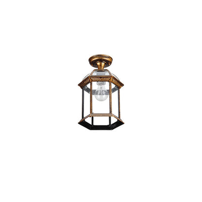 Rynx | HexaLux Outdoor Lantern Ceiling Light | Waterproof | Hexagonal Design | Semi-Surface Mount