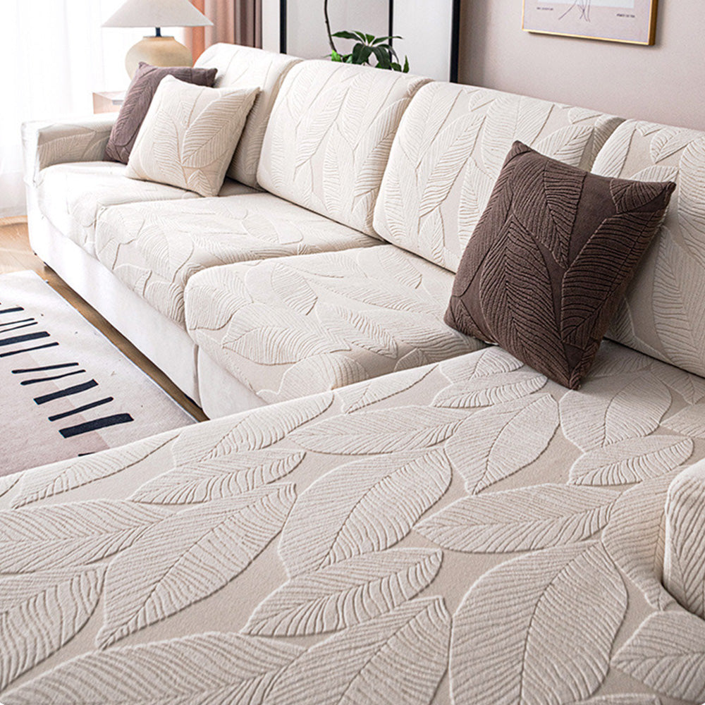 RYNX | Leaf Jacquard Waterproof Anti-Scratch Stretch Full Wrap Couch Cover