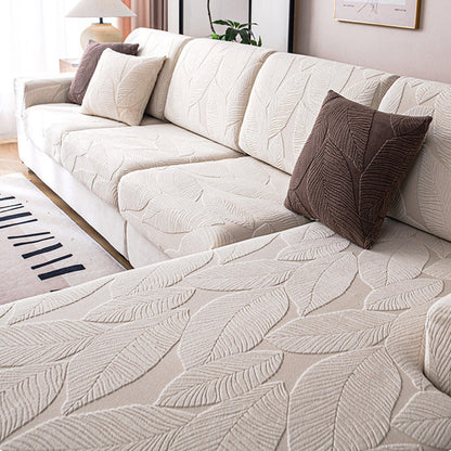 RYNX | Leaf Jacquard Waterproof Anti-Scratch Stretch Full Wrap Couch Cover