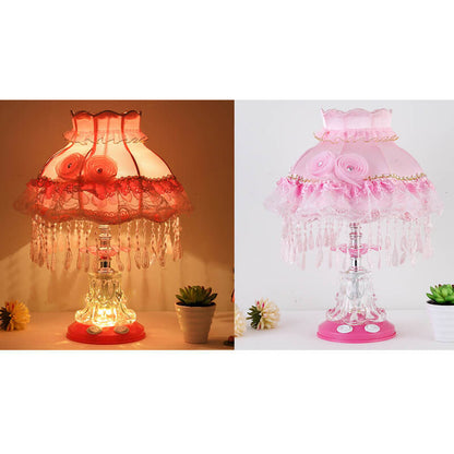 Rynx | Elarion Glow Table Lamp | European Design | Fabric Shade & Glass Base | Dimmable | Romantic Lighting