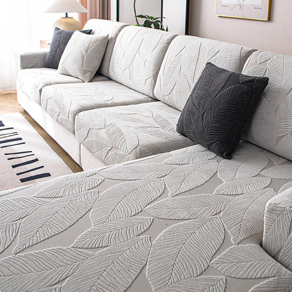 RYNX | Leaf Jacquard Waterproof Anti-Scratch Stretch Full Wrap Couch Cover