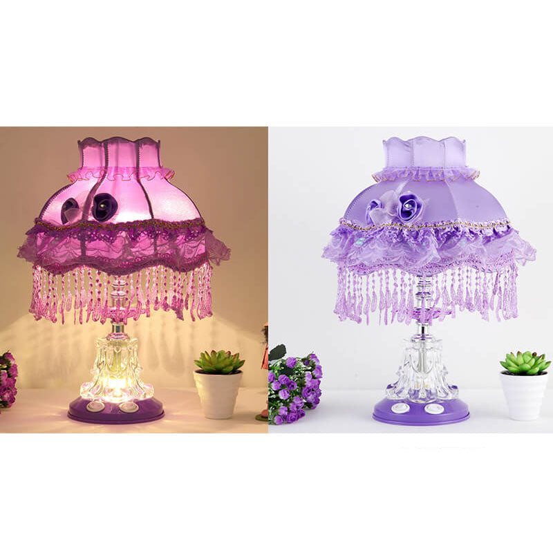 Rynx | Elarion Glow Table Lamp | European Design | Fabric Shade & Glass Base | Dimmable | Romantic Lighting