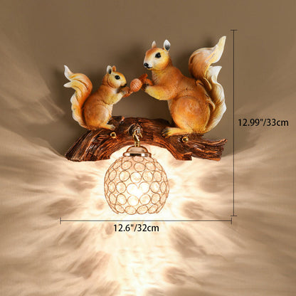 Rynx | Crystanova Wall light | Creative squirrel design | Crystal details | 1-bulb lamp for bedroom