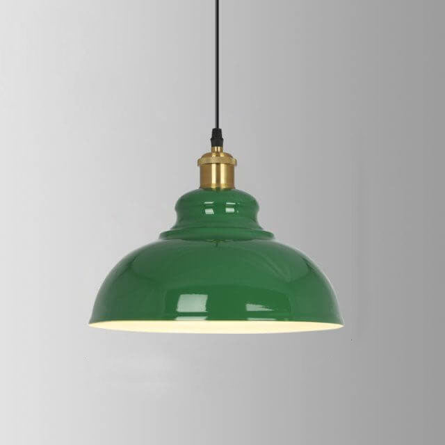 Rynx | RetroDome Industrial Vintage Pendant Light | Green Iron Dome Design | Single Light | Rustic Ceiling Lighting