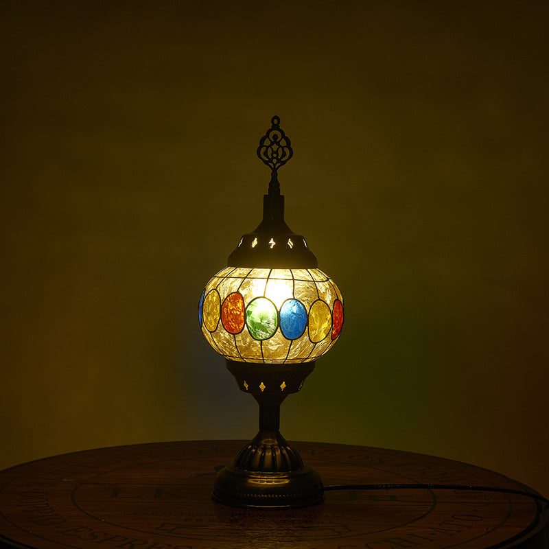 Rynx | Glomera Tiffany Table Lamp | Oval Design | Romantic Lighting | For Bedrooms & Living Spaces