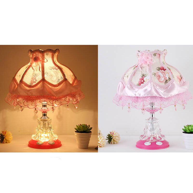 Rynx | Elarion Glow Table Lamp | European Design | Fabric Shade & Glass Base | Dimmable | Romantic Lighting