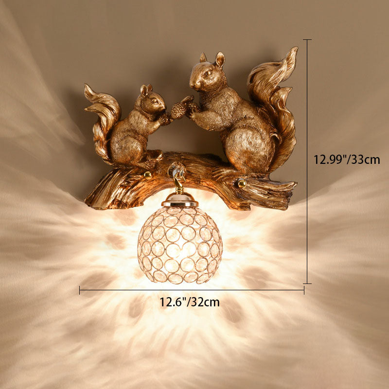Rynx | Crystanova Wall light | Creative squirrel design | Crystal details | 1-bulb lamp for bedroom