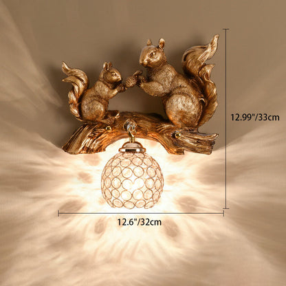 Rynx | Crystanova Wall light | Creative squirrel design | Crystal details | 1-bulb lamp for bedroom