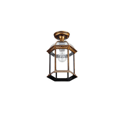 Rynx | HexaLux Outdoor Lantern Ceiling Light | Waterproof | Hexagonal Design | Semi-Surface Mount
