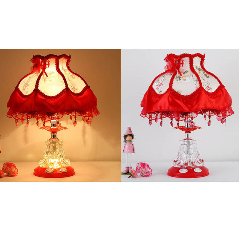 Rynx | Elarion Glow Table Lamp | European Design | Fabric Shade & Glass Base | Dimmable | Romantic Lighting