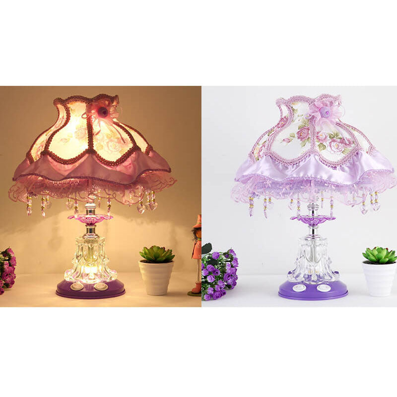 Rynx | Elarion Glow Table Lamp | European Design | Fabric Shade & Glass Base | Dimmable | Romantic Lighting