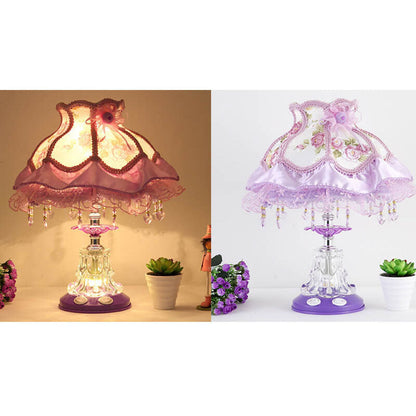 Rynx | Elarion Glow Table Lamp | European Design | Fabric Shade & Glass Base | Dimmable | Romantic Lighting