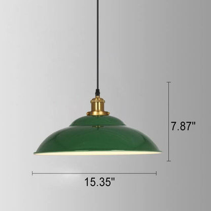 Rynx | RetroDome Industrial Vintage Pendant Light | Green Iron Dome Design | Single Light | Rustic Ceiling Lighting