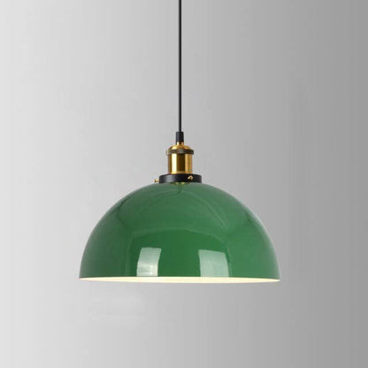 Rynx | RetroDome Industrial Vintage Pendant Light | Green Iron Dome Design | Single Light | Rustic Ceiling Lighting