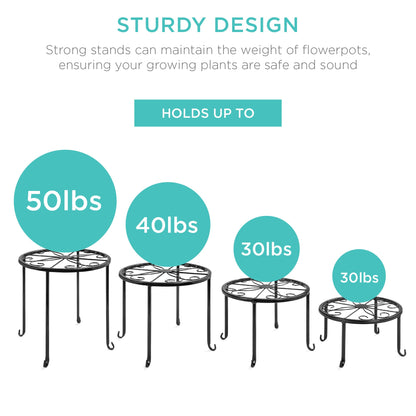 Rynx | Set with 4 indoor outdoor metal plant stands, flower pot holders