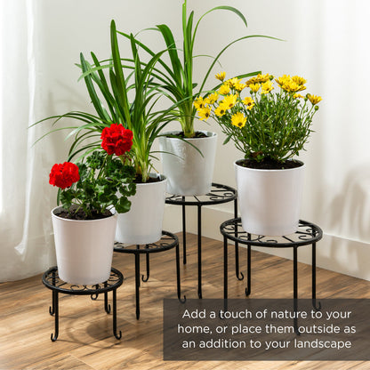 Rynx | Set with 4 indoor outdoor metal plant stands, flower pot holders
