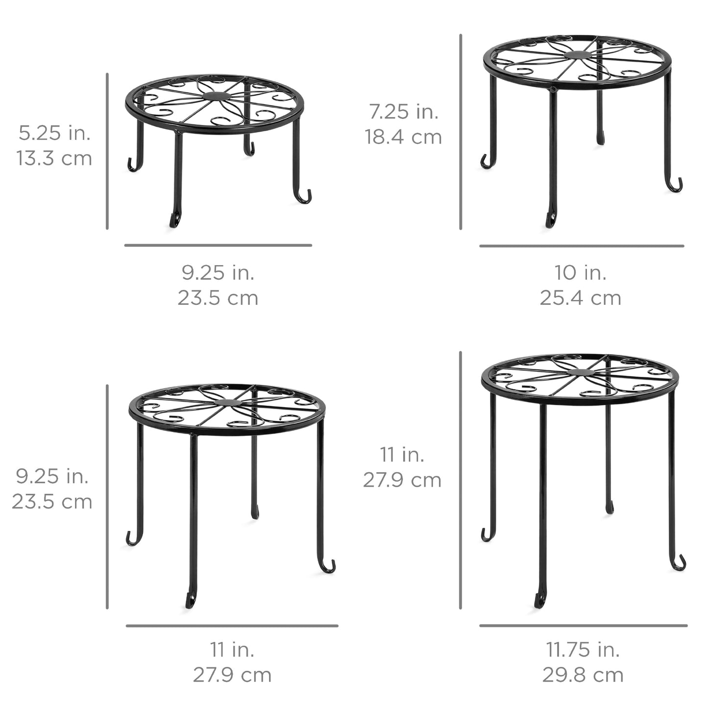Rynx | Set with 4 indoor outdoor metal plant stands, flower pot holders