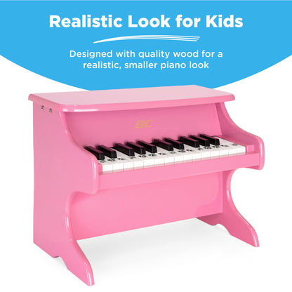 Rynx | Kids 25-Key Wooden Learning Mini Piano with Key Note Stickers, Music Book