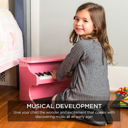 Rynx | Kids 25-Key Wooden Learning Mini Piano with Key Note Stickers, Music Book