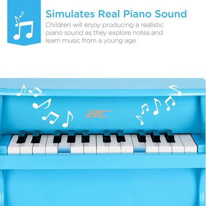Rynx | Kids 25-Key Wooden Learning Mini Piano with Key Note Stickers, Music Book
