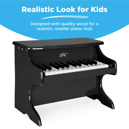 Rynx | Kids 25-Key Wooden Learning Mini Piano with Key Note Stickers, Music Book
