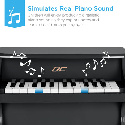 Rynx | Kids 25-Key Wooden Learning Mini Piano with Key Note Stickers, Music Book