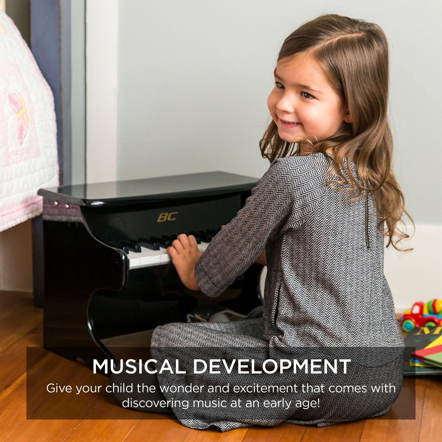 Rynx | Kids 25-Key Wooden Learning Mini Piano with Key Note Stickers, Music Book