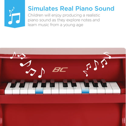 Rynx | Kids 25-Key Wooden Learning Mini Piano with Key Note Stickers, Music Book