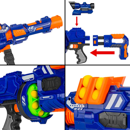 Rynx | Electric soft foam ball long distance blaster toy w/ barrel extension, bipod