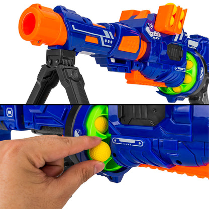 Rynx | Electric soft foam ball long distance blaster toy w/ barrel extension, bipod