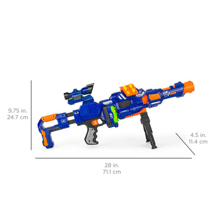 Rynx | Electric soft foam ball long distance blaster toy w/ barrel extension, bipod