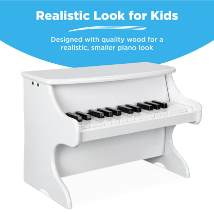Rynx | Kids 25-Key Wooden Learning Mini Piano with Key Note Stickers, Music Book