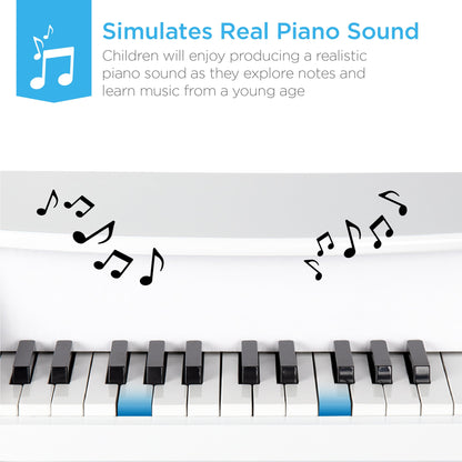 Rynx | Kids 25-Key Wooden Learning Mini Piano with Key Note Stickers, Music Book