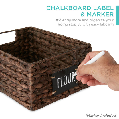 Rynx | Set of 4 Water Hyacinth Storage Baskets with Table, Markers - 12in