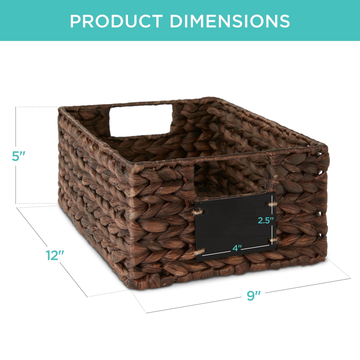 Rynx | Set of 4 Water Hyacinth Storage Baskets with Table, Markers - 12in