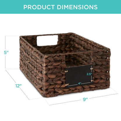 Rynx | Set of 4 Water Hyacinth Storage Baskets with Table, Markers - 12in
