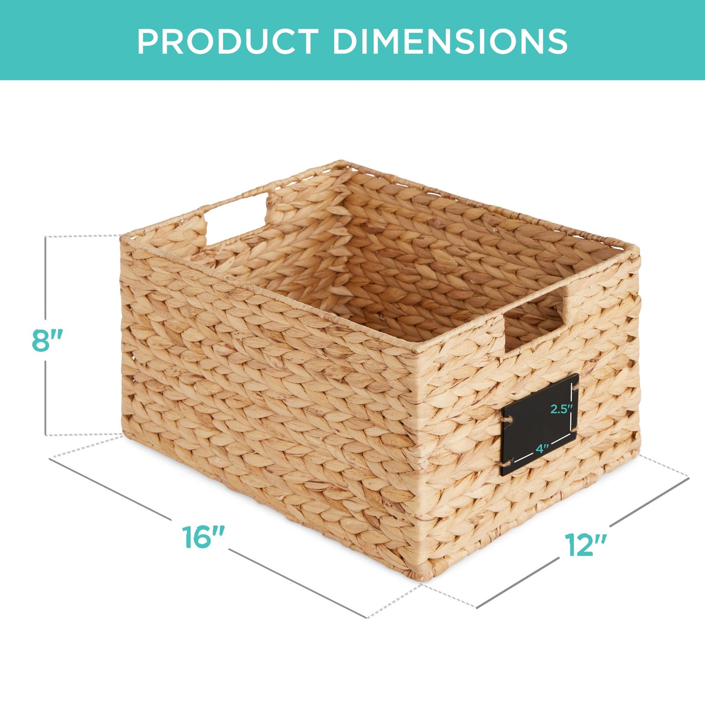 Rynx | Set of 2 water hyacinth mat baskets with chalkboard, marker - 16 inches