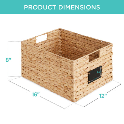 Rynx | Set of 2 water hyacinth mat baskets with chalkboard, marker - 16 inches