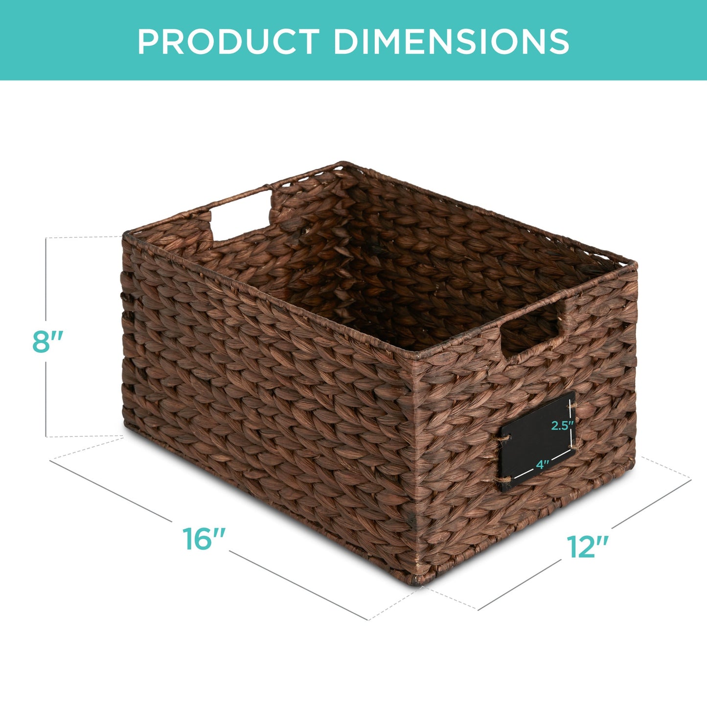 Rynx | Set of 2 water hyacinth mat baskets with chalkboard, marker - 16 inches