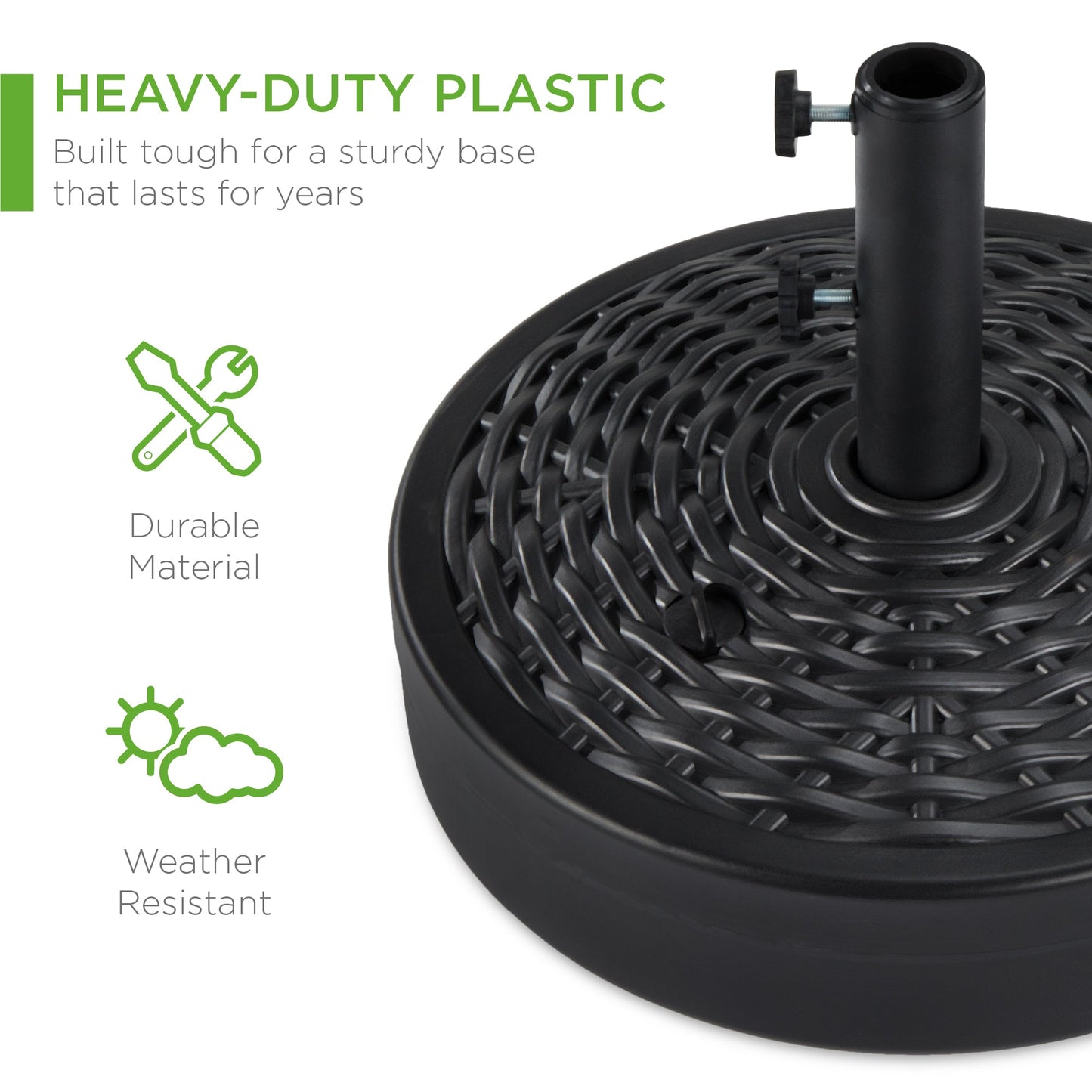Rynx | Plastic Outdoor Umbrella Base Pole Holder Accessory with Adjustable Knob