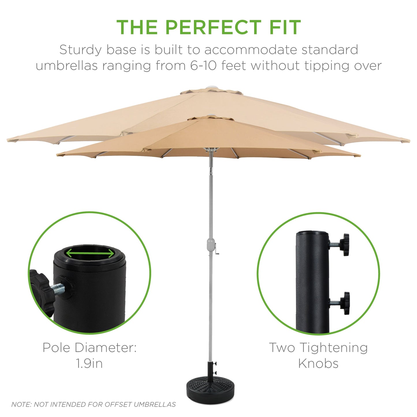 Rynx | Plastic Outdoor Umbrella Base Pole Holder Accessory with Adjustable Knob