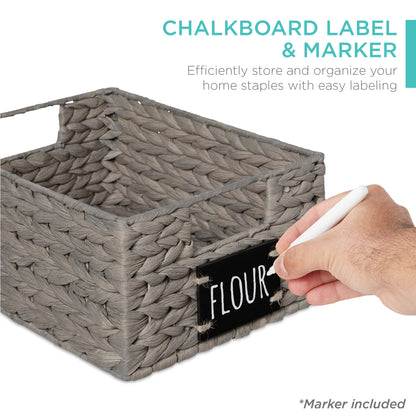 Rynx | Set of 4 Water Hyacinth Storage Baskets with Table, Markers - 12in