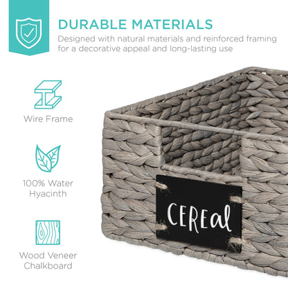 Rynx | Set of 4 Water Hyacinth Storage Baskets with Table, Markers - 12in